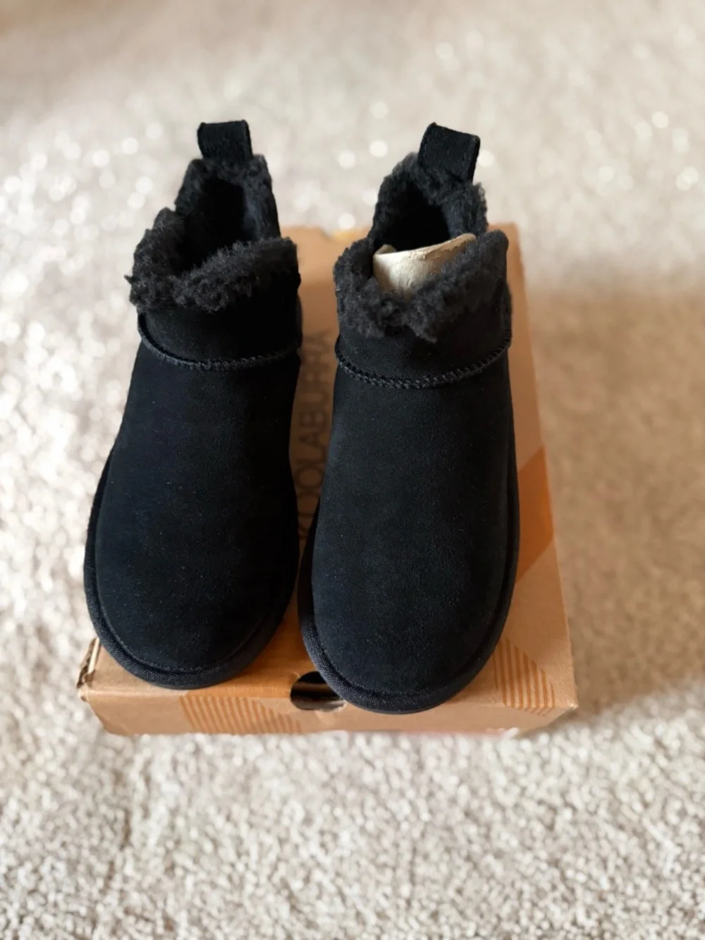 Mini Kookaburra by UGG Ultra mini black suede boot, size 13. Never worn